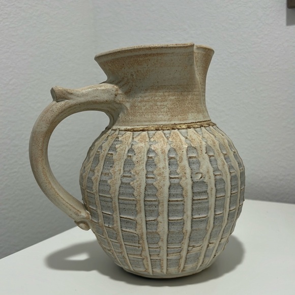Stoneware Pitcher, Mid Century Studio Pottery, Neutral Colors - Picture 2 of 7